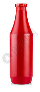 剪裁辛辣的孤立在白色背景上的番茄酱塑料瓶空的图片