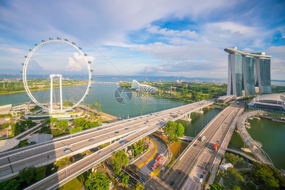 商业天空蓝色的新加坡星际天线海湾区域港口景观图片