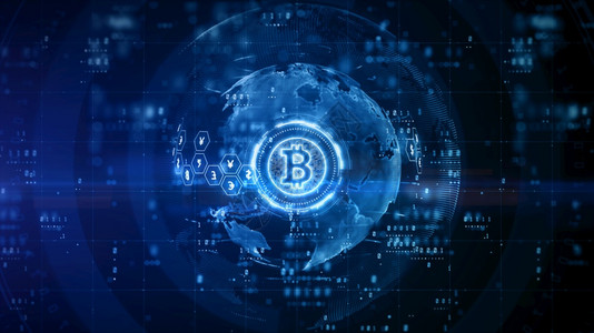 Bitcoin块链加密通货币数字加密货币兑换技术全球网络连接背景概念3D招标三维商业插图区块链图片