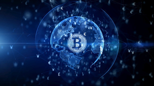 创新商业电子的BitcoinClockcon链加密通算数字货币汇兑技术全球网络连接背景3d招标图片
