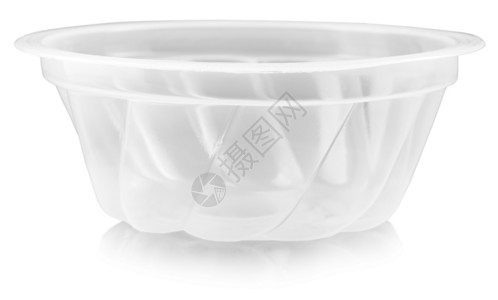 灰色的包装圆形可用塑料碗在白色背景上隔开剪切路径的可使用塑料碗图片