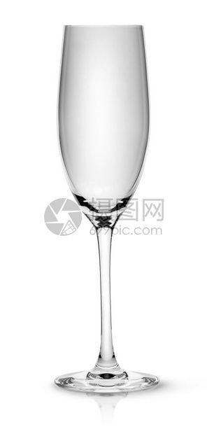 目的象征餐厅白色背景上隔绝的空香槟杯图片
