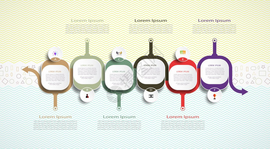 布局时间线图表模板3D和图标示形式商业概念内容空白间商业信息进程板时间表元素选项信息等6个步骤现代的图片
