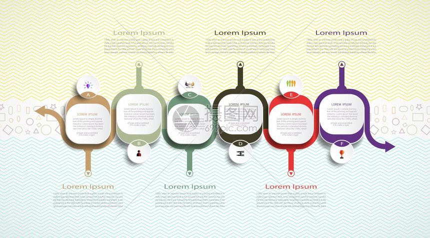 布局时间线图表模板3D和图标示形式商业概念内容空白间商业信息进程板时间表元素选项信息等6个步骤现代的图片
