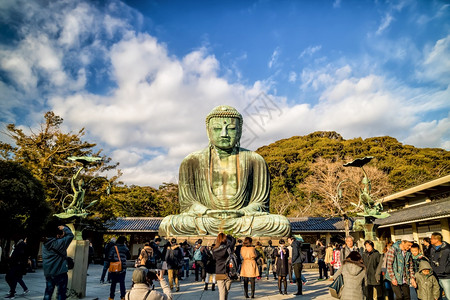 内蒙古大召寺传统的2016年月日本第二大青铜佛像日本第二大铜佛像在Kotokuin寺木浦神庙的名贵大佛铜像亚洲人伟大的背景