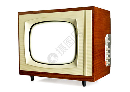 盒子渠道白色背景剪切路径上隔离空白屏幕的老旧电视机包括白背景剪切路径空白的图片
