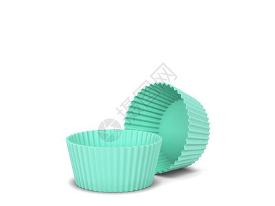 柔软的白纸杯蛋糕硅形式3d插图在白色底面包圈中隔离目的厨房图片