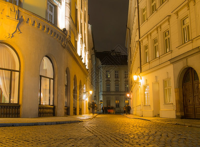墙捷克语灯具布拉格街之夜图片