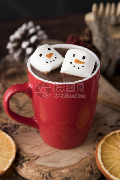 饮料圣诞节杯热巧克力加棉花糖季节假期图片