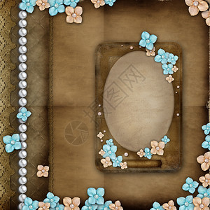专辑封面有古董架鲜花蕾珍珠绿色破旧花朵图片