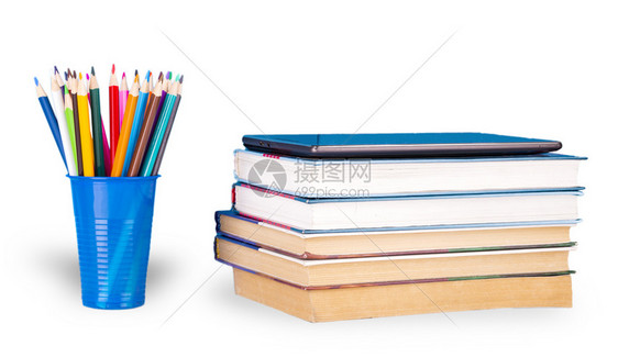 彩色铅笔和书本图片