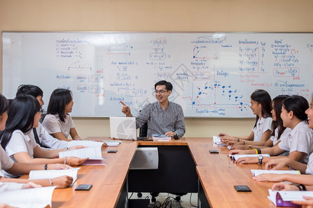 白色的给予亚洲教师向课堂大学生群体讲授教育概念的亚洲师大学育概念在课堂上教授学院生小组在职的图片