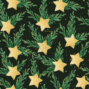 花环庆典纺织品壁纸包装网络背景和其他模式填补了圣诞节的格局在fir树枝上加姜饼干假期图片