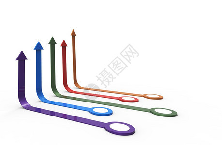 金融利润抽象的彩色箭头成长业务概念3D渲染图片