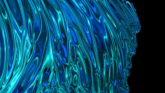 艺术波浪纹3D蓝色闪亮织物的布料在风中顺利发展波通过织物扩散图片