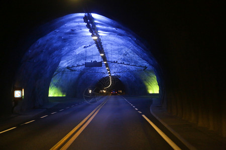 挪威的Laerdal隧道世界上最长的公路隧道照明空的技术图片