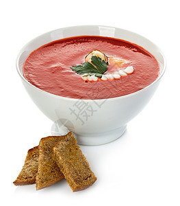 蔬菜与孤立的贝类分离番茄奶油汤厨房叶子图片