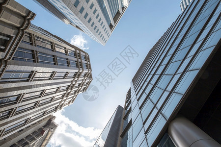 亚洲现代商业对摩天大楼玻璃和空的观景中央城市商业建筑景观图中央市新加坡抽象的图片