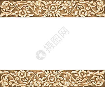 白色背景上的花刻框模式画廊雕塑棕色的图片