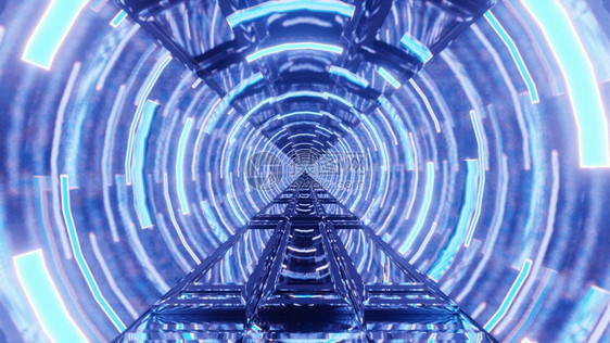 未来半圆形隧道4kuhd3d插图背景闪亮电影蓝色门户网站插图背景超高清激光闪图片