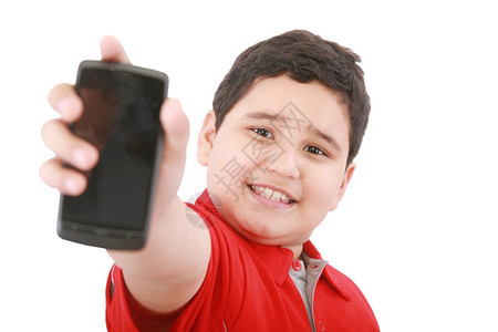 人们无线的男孩展示他新手机年轻图片