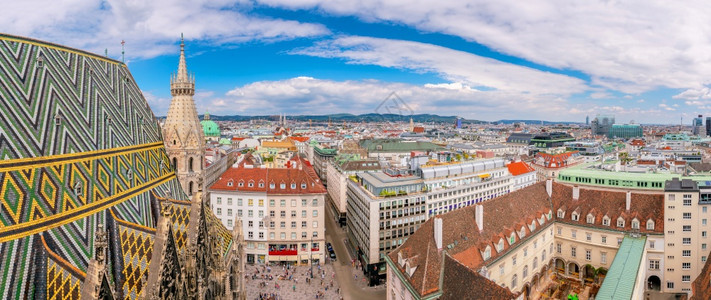 游客维也纳城市天际线奥地利上空中观测多于全景图片