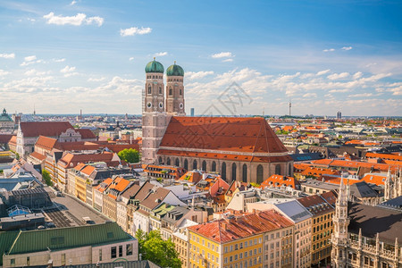 城市的历史老德国慕尼黑历史中心全景空城市色观察图片