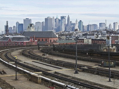 纽约市地铁轨道后面的天线视图1旅行天际线景观图片