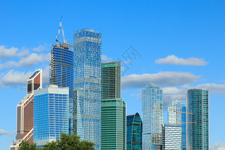 莫斯科市商业区现代塔楼大的化市中心天际线城景观图片