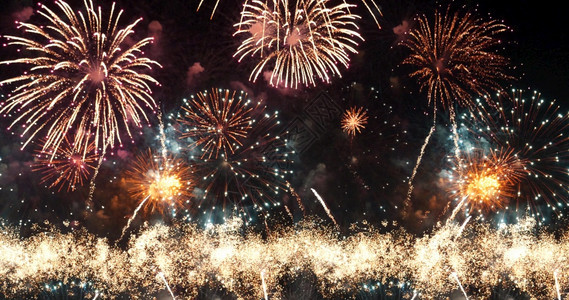 七月倒数喜庆的祝节日倒计时新年20派对时间庆祝全国节晚间第4个欢庆节的彩色烟火活动庆祝新的20年晚宴时间图片
