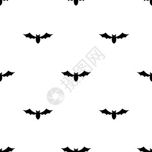 卡通片翅膀无缝模式包括蝙蝠黑色双周图纸万圣节纹理设计网络包装纸织物的矢量插图飞图片