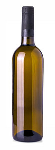 葡萄白背景中孤立的酒瓶有剪切路径霞多丽葡萄酒图片