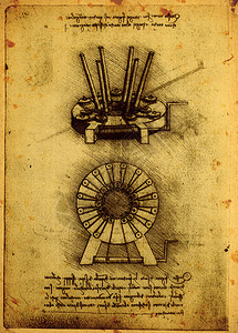 艺术的工业教育14世纪LeonardodaVincie工程图画图片