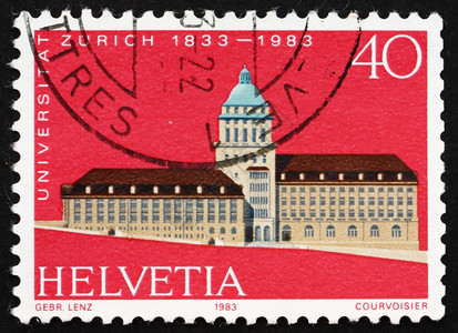 瑞士1983年瑞士CIRCA在瑞士印刷的邮票显示苏黎世大学西锡森纪念1983年circa节目一种服务图片
