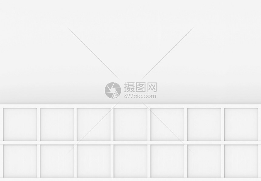 插图质地3d使白色灰墙壁上的白木方格板具有现代最低值内部的图片