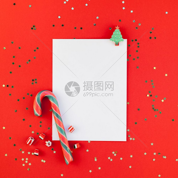 问候桌子季节红纸背景金光闪广场模板上Xmas节庆祝活动封套装在贺卡2019年版面上新或圣诞喜庆信模型公寓铺设最高视野图片