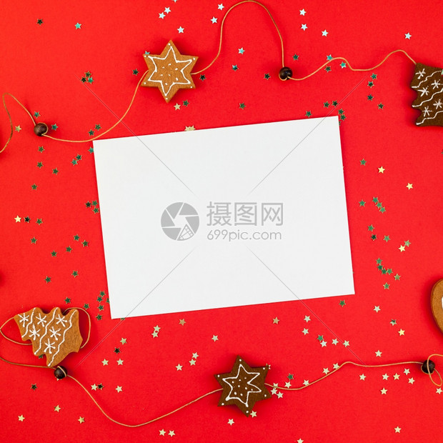 红纸背景金光闪广场模板上Xmas节庆祝活动封套装在贺卡2019年版面上新或圣诞喜庆信模型公寓铺设最高视野快乐的问候闪光图片