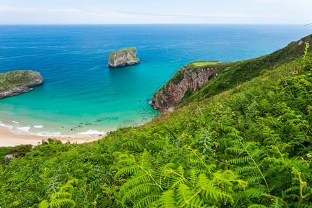 Castro岛Llanes岛Asturias岛西班牙海滨沿自然图片