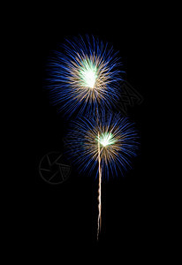 蓝烟花在夜空中欢庆和周年纪念概上闪耀烟火年度的生日图片