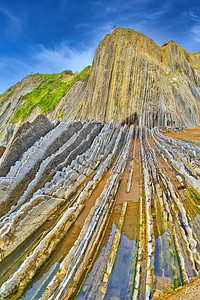 海岸线FlyschFlyschCliffs巴斯海岸教科文组织全球地公园欧洲朴网ZumiaGuipuzcoa巴斯克西班牙欧洲地质学图片