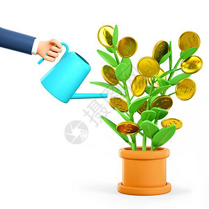 金融的富有3D货币树木照料资金增长供概念和收入比喻等商业投资利润金融增长筹资概念的插图收入和比喻成就图片
