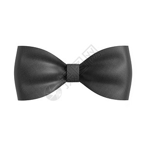 在白色背景上隔离的黑色弓领带3D插图Bow领带结庆典戏服图片