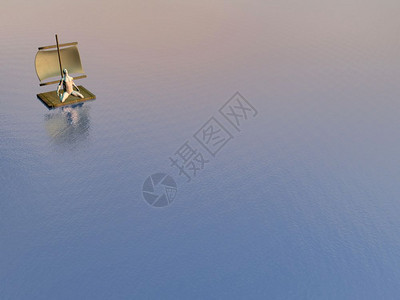 木筏上无望的人在大海中失落没有帮助3D人们天海洋图片