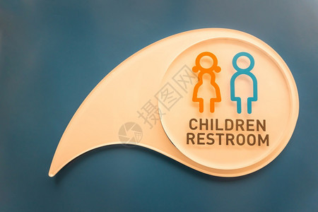 绅士白墙和蓝背景的儿童卫生间象征符号标记服务图片