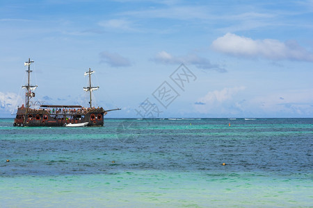 加勒比海景巴瓦罗滩多米尼加Puntacana热带假期颜色图片