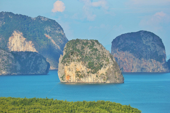 宽的海滩自然观James债券07泰国Phangngga岛安达曼图片