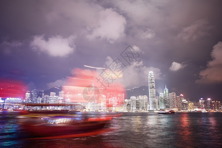 金融的旅游船和香港天际办公室图片