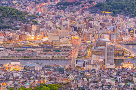 暮夜晚从伊纳萨山到长崎天线的美景全九州地点图片