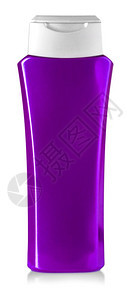 白色背景隔离的紫淋浴凝胶瓶工作室帽脸图片