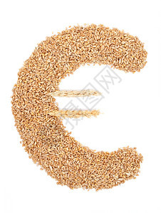 农业以小麦谷物制成的欧元符号秋天支付图片